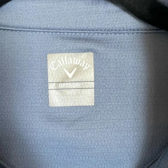 Callaway Men's Opti-Dri Golf Polo Shirt Blue Micro Textured Performance XXL Flaw - Picture 2 of 12